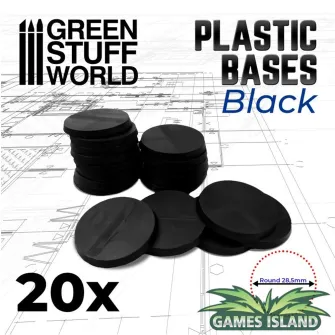 Warhammer pribor i oprema - Black Plastic Round Base 28.5mm - PACKx20