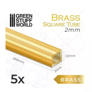 Square Brass Tube 2mm - Pack x5