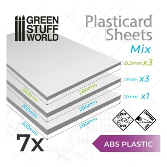 Warhammer pribor i oprema - Plasticard ABS Plain Sheet MIX - PACK x7