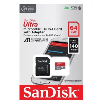 Memorijske kartice - MicroSDHC 64GB SanDisk Ultra + Adapter SDSQUAB-064G-GN6MA