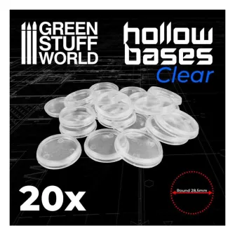 Warhammer pribor i oprema - Plastic CLEAR Round HOLLOW Base 28.5mm - PACKx20