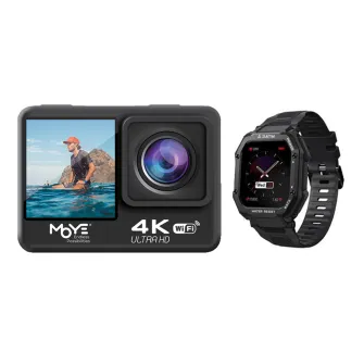 Akcione kamere - Venture 4K Duo Action Camera + Kairos Smart Watch Black