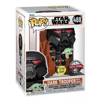 Funko POP! Figure - Funko Pop Star Wars: The Mandalorian Dark Trooper With Grogu