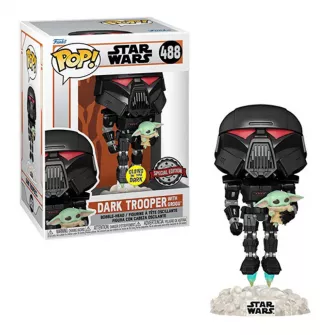 Funko POP! Figure - Funko Pop Star Wars: The Mandalorian Dark Trooper With Grogu