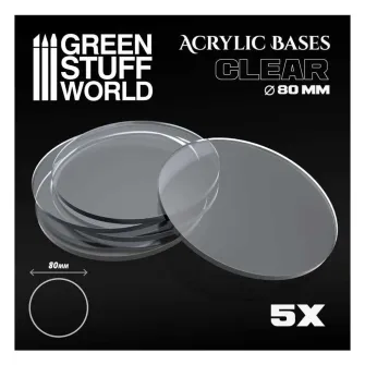 Warhammer pribor i oprema - Acrylic Round Base 80mm - CLEAR (pack x5) (thickness 3mm)