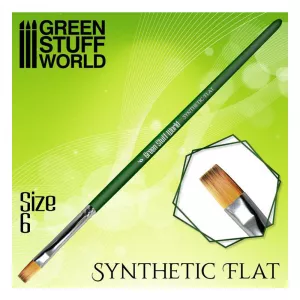 Flat Synthetic Brush - size #6 - GREEN SERIE