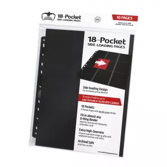 Oprema za kolekcionarske kartice - Ultimate Guard 18-Pocket Pages Side-Loading - Black (10)