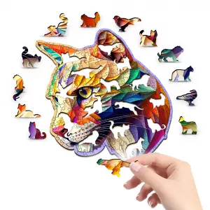 Gaudy Cougar Wooden Puzzle M (150 Pieces)
