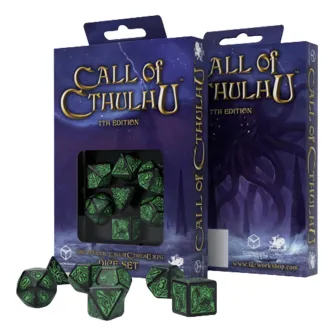 Merchandise razno - Call of Cthulhu 7th Edition Black & green Dice Set