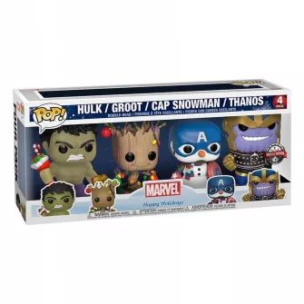 Funko POP! Figure - Funko POP! Marvel: Holiday Bobble Head Hulk / Groot / Cap Snowman / Thanos  4PK