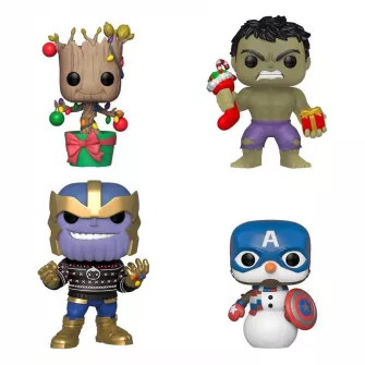 Funko POP! Figure - Funko POP! Marvel: Holiday Bobble Head Hulk / Groot / Cap Snowman / Thanos  4PK