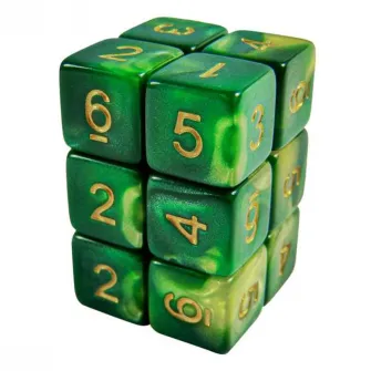 Warhammer pribor i oprema - Dice D6 16mm Color GREEN/GREEN Marble (12pc pack)