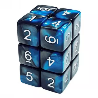 Warhammer pribor i oprema - Dice D6 16mm Color BLUE/BLACK Marble (12pc pack)