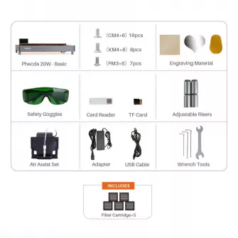 3D štampači - PHECDA Laser Engraver & Cutter 20W - Package 1