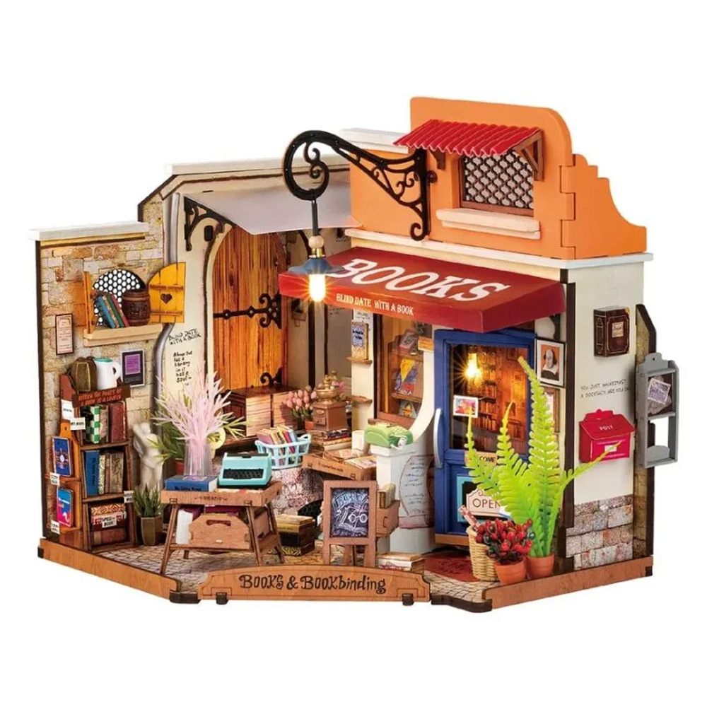 Rolife Corner Bookstore DIY Miniature